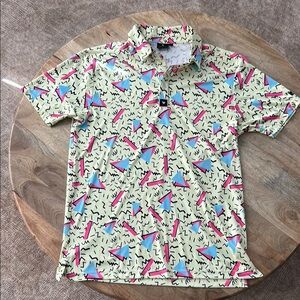 Retro Patterned Men's Golf Shirt
